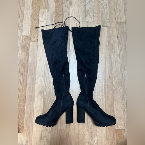 Womens Black Over the Knee Faux Suede Boots 8/9 NWOT - Picture 7 of 9